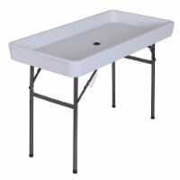 Folding Table Fish Fillet Camping Picnic Outdoor Gardening Table w/ Sink