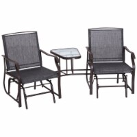 Outdoor Double Patio Rocker Glider Chairs w/Table, Backyard, Garden, Porch Deck