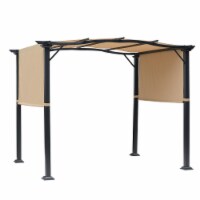 8' x 10' Steel Frame Fabric Outdoor Gazebo Retractable Canopy Shade Awning