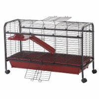 42” Rolling Pet Cage Set for Small Animals with Ramp & Water Feeder