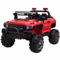12V Kids Ride On Car Police Truck RC Remote Control w/LED Lights, MP3, Red