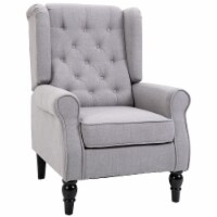 Fabric Tufted Living Room Side Chair with Painted Wooden Legs and Non-Mark Caps