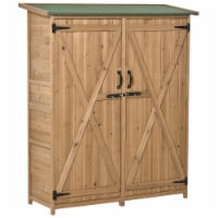 Wooden Waterproof Garden Storage Shed w/ Asphalt Roof, Shelves & Lock Backyard