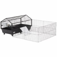Rolling Metal Rabbit, Guinea Pig, or Small Animal Hutch Cage, 47  L