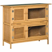 Solid Wood Rabbit/Bunny Hutch with 2 Large Main Rooms, Yellow