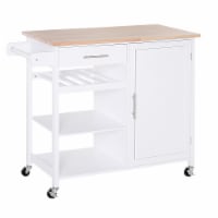 Kitchen Trolley Wheeled Cart Wheeled Storage Island Rolling with Drawer and Open