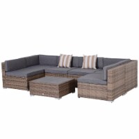 7 Piece Set Rattan Sofa Luxury Modular Conversation Outdoor Furniture