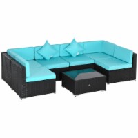 7PC Rattan Wicker Sofa Set Sectional Couch Cushioned Furniture Patio Outdoor