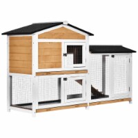 2 Tier Wooden Rabbit Hutch Small Animal House Pet Cage w Tray Asphalt Roof 1 Unit King Soopers