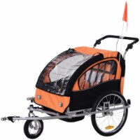 2-Seat Kid Bicycle Trailer with Windows and Canopy Coupler Attachment