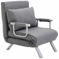 Modern Futon Sofa Lounger Couch w/Adjustable Backrest & Comfy Pillow, Light Grey