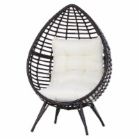 Outdoor Indoor, Teardrop Egg Chair, Cushioned PE Plastic Rattan Lounger, Brown