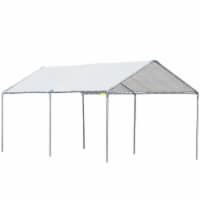 2-Room Strong & Stable Vehicle & Car Tent w/ Weather Resistant PE Roof, White