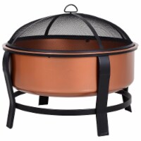 30  Steel Round Patio Fire Pit Wood Log Burning Deep Basin, w/ Poker, Grate