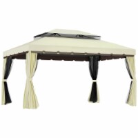 10x13ft Gazebo Canopy Garden Shelter Double Tier Roof Shelter Aluminum w/Netting