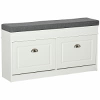 41  Entryway Shoe Rack Bench Storage Organizer Ottoman w/ 2 Drawers, Cushion