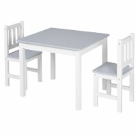 Kids Table and Chair Set for Arts, Meals, Lightweight Wood Homework Center, Grey