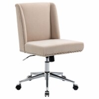 37  Ergonomic Linen Mid Back Home Office Computer Desk Armless Swivel Chair