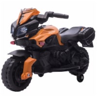 Kids Electric Motorcycle Ride-On Toy, with Headlights two Training Wheels Orange