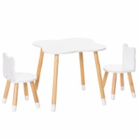 Kids Table and Chair Set for Art, Meals, Lightweight Wood Homework Center, White