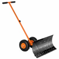 Rolling Snow Shovel Pusher Adjustable Snowplough 29  Blade w/ 10  Wheels