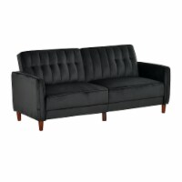 Velvet-Touch Fabric Reclining Couch with 3 Angles, Padded Seat and Wood Legs
