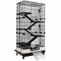 Rolling Small Animal Cage Rabbit Pet Play House w/ Platform Ramp Removable Tray