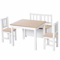 Kids Activity Table & Chair Set, Dining Art Craft Desk w/ Toy Storage, Natural