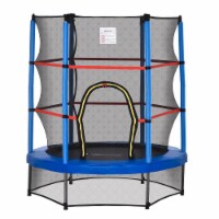 55  Steel Frame Kids Trampoline, Indoor Exercise Bouncer w/ Net Enclosure, Blue