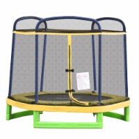 7' Spring Trampoline for Kids w/ Enclosure Net Indoor Play Bouncer Toy, Yellow