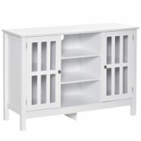 Wooden Buffet Cabinet TV Stand Sideboard with Cabinet, Adjustable Shelves, White