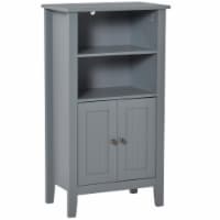 Freestanding Bathroom Linen Floor Cupboard with Multi-Tier Shelving and Tabletop