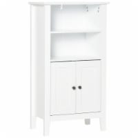Freestanding Bathroom Linen Floor Cupboard with Multi-Tier Shelving and Tabletop