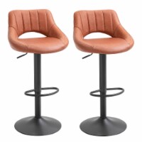 Modern PU Leather Counter Height Kitchen Stools with Tufted Design and Footrest