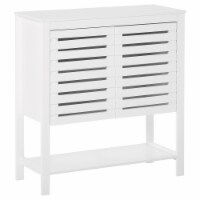 Compact Wooden Storage Cupboard with Wide Tabletop and Multiple Shelves