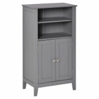 Freestanding Bathroom Cupboard Furniture w/Multi-Tier Storage and Elevated Base