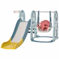 3 in 1 Kids Slide & Swing Set Climber Playground Yard Toy w/ Basketball Hoop