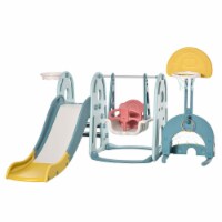 Multi-Activity Extra Safe Baby Slide and Swing Set for Toddler /w Basketball Net