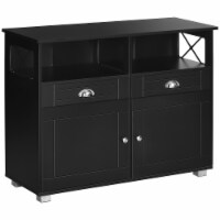 Modern Server Buffet Credenza with Adjustable Shelves and Cross Bar Design