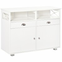 Modern Server Buffet Credenza with Adjustable Shelves and Cross Bar Design