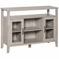 Server Buffet with Distressed Wood Finish and Adjustable Shelves, Grey
