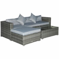 5PC Rattan Wicker Sofa Set Outdoor Patio Garden Sectional Furniture Cushioned