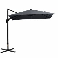 8x8ft Square Patio Offset Cantilever Umbrella 360° Rotation w/ Cross Dark Gray