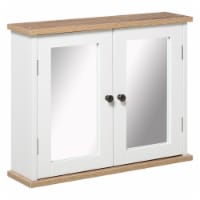 Wooden Wall Mount Storage Cupboard w/Adjustable Interior Shelving for Bathroom