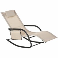 Outdoor Rocking Chair, Weather Resistant, Patio Lounger, Pocket, Pillow, White