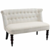 Armless Fabric Loveseat Double Seat Sofa Tufted Upholstery Couch Living Room