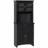 Wooden Dining Room Cupboard Pantry with Framed Glass Doors and Open Counter