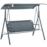 Porch Swing Hammock Bench Lounge Chair Steel 3-Seat Padded Outdoor Canopy Grey