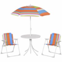 Kids Foldable Picnic Table and Chair Set w/ Removable Adjustable Umbrella