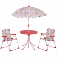 Kids Foldable Picnic Table and Chair Set w/ Removable Adjustable Umbrella